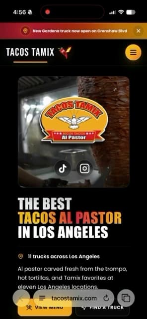Tacos Tamix mobile website